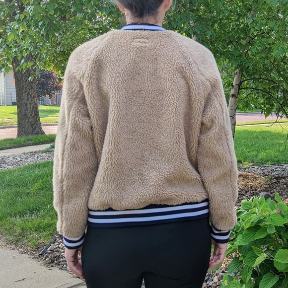 MOTHER fleece snap front letterman jacket L - Picture 8 of 11